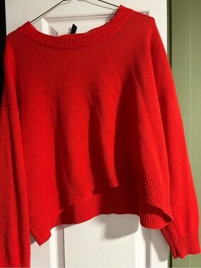 Red Women's Knit Sweater - Classic Crewneck US XL- H&M Divided Brand